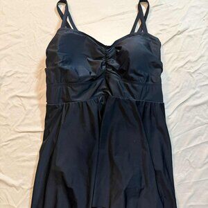Torrid Size 4 Black One-Piece Swim Dress / Swimsuit, Adjustable Back Ties